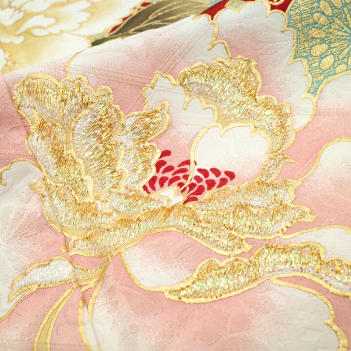 楽天市場】【新品】 振袖 袷 着物 正絹 絹 刺繍 水色 扇 四季の花 牡丹 