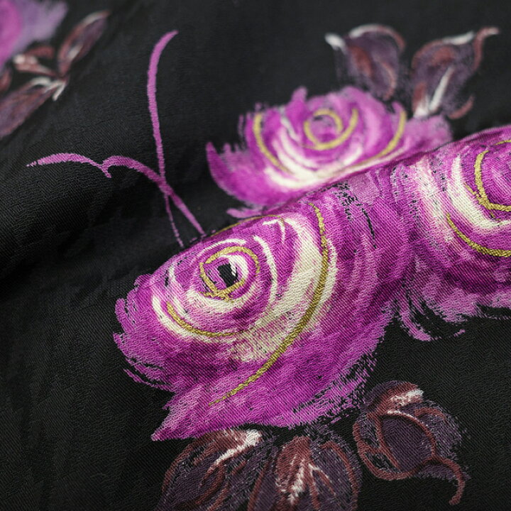 楽天市場】【新品】 振袖 着物 正絹 フォーマル 金彩加工 黒 紫 バラ  