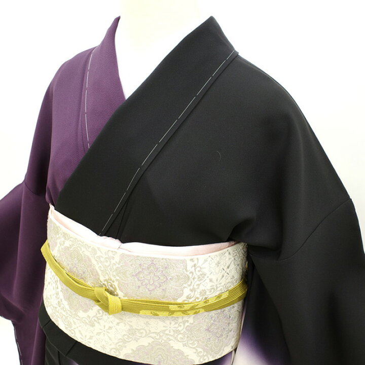 楽天市場】【新古品】 訪問着 着物 正絹 袷 手染め 黒 紫 染め分け 白 
