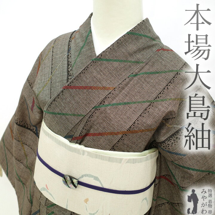 楽天市場】【新古品】 本場大島紬 着物 正絹 袷 泥染 7マルキ 一元式  