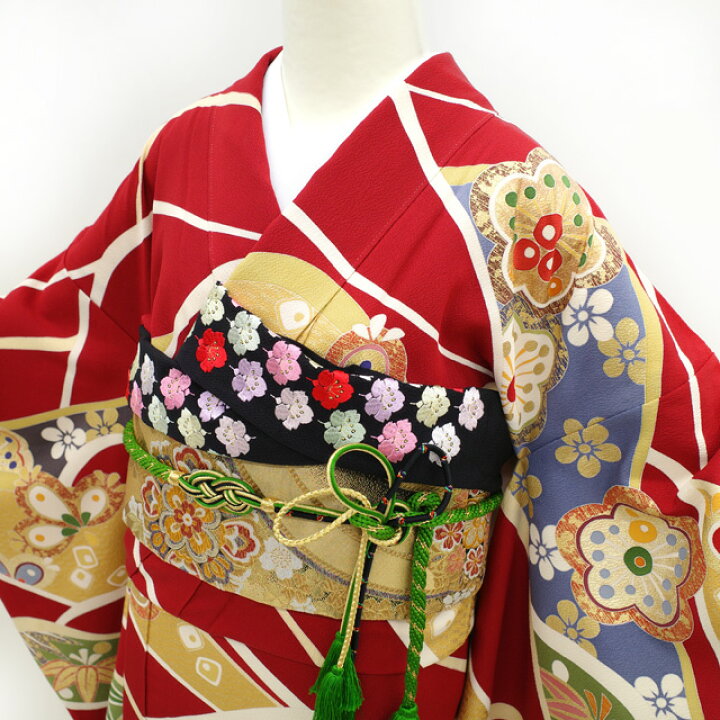 楽天市場】【中古】 振袖 着物 金駒刺繍 金彩加工 極上 本加工 濃赤色  