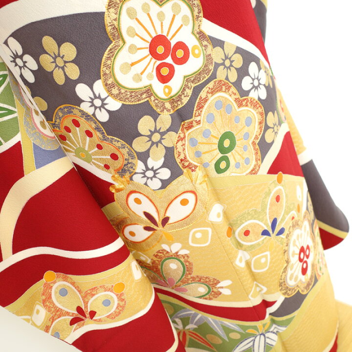 楽天市場】【中古】 振袖 着物 金駒刺繍 金彩加工 極上 本加工 濃赤色 