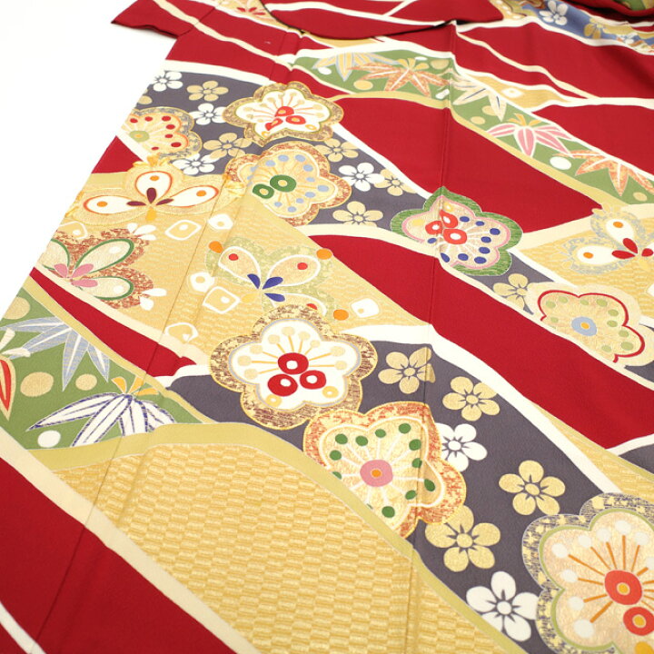 楽天市場】【中古】 振袖 着物 金駒刺繍 金彩加工 極上 本加工 濃赤色
