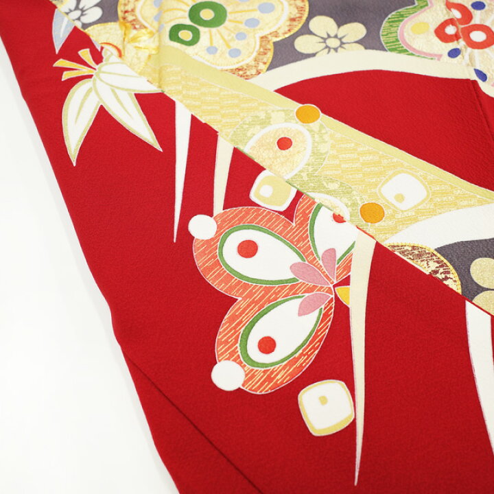 振袖 着物 金駒刺繍 金彩加工 吊るさ 赤地 花古典 束ね熨斗 豪華 成人式