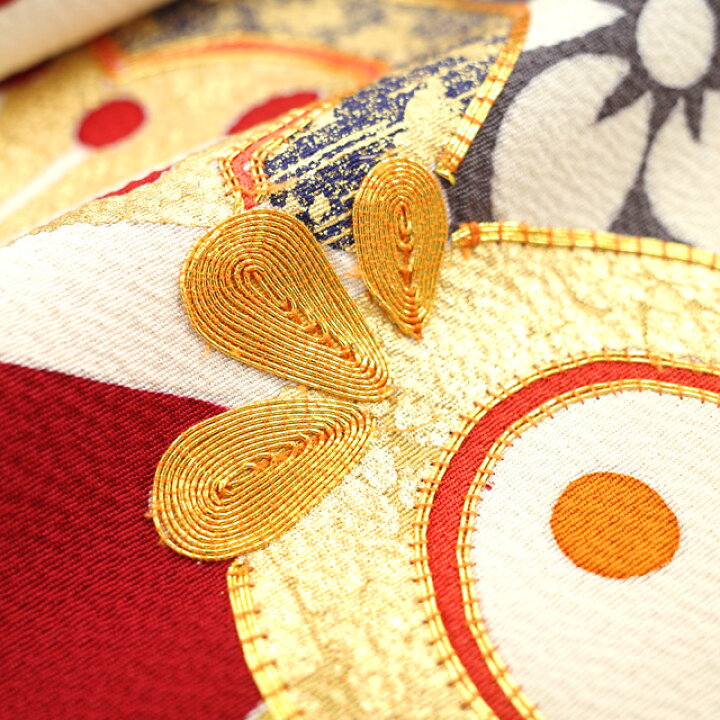 楽天市場】【中古】 振袖 着物 金駒刺繍 金彩加工 極上 本加工 濃赤色 