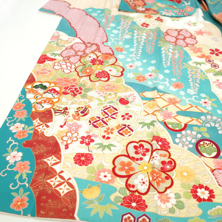 楽天市場】【中古】 振袖 着物 リサイクル 正絹 金駒刺繍 金彩加工 
