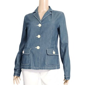 美品【中古】ボグナー BOGNER デニムジャケット ジャケット レディース 表記 38号 9号 M 相当 青 ブルー 無地 シンプル 白ステッチライン 綿 コットン カジュアル お洒落 おしゃれ 大人 女性 お出掛け 春秋 春 秋 アウター 30代 40代 50代