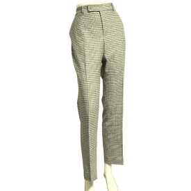 美品【中古】アクアスキュータム Aquascutum スラックスパンツ ウールパンツ パンツ レディース 大きい 表記 15号 3L 相当 紺 ネイビー 茶 ブラウン 毛 ウール 千鳥格子柄 総柄 ロング丈 10分丈 お洒落 おしゃれ 上品 大人 女性 オフィス 秋冬 秋 冬 ボトムス 40代 50代 60代