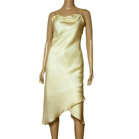 美品【中古】EMOTIONALL DRESSES 東京ソワール フォーマルワンピース パーティードレス カラーワンピース ロングワンピース 小さいサイズ 小さい 表記 36号 7号 S 相当 古着 イエロー 黄色 玉虫色 春 夏 艶感 レディース 結婚式 二次会 お呼ばれ 日本製 大人 女性 20代 30代