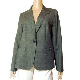 美品【中古】バーバリー BURBERRY テーラードジャケット ウールジャケット イタリア製生地 毛100 大きいサイズ 表記 44号 3L 15号 相当 古着 グレー レディース 春 夏 春夏 秋 シンプル 大人 女性 30代 40代 50代