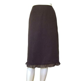 美品【中古】スコッチハウス THE SCOTCH HOUSE フレアスカート 表記 38号 М 9号 相当 古着 茶 ブラウン レディース 春 夏 春夏 ボトムス ドット柄 水玉 薄手 日本製 透け感 膝丈 ひざ丈 大人 女性 20代 30代