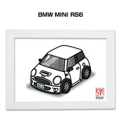 イラストA5 フレーム付き プレゼント 車 納車 祝い 男性 彼氏 メンズ 誕生日 クリスマス 外車 BMW MINI R…