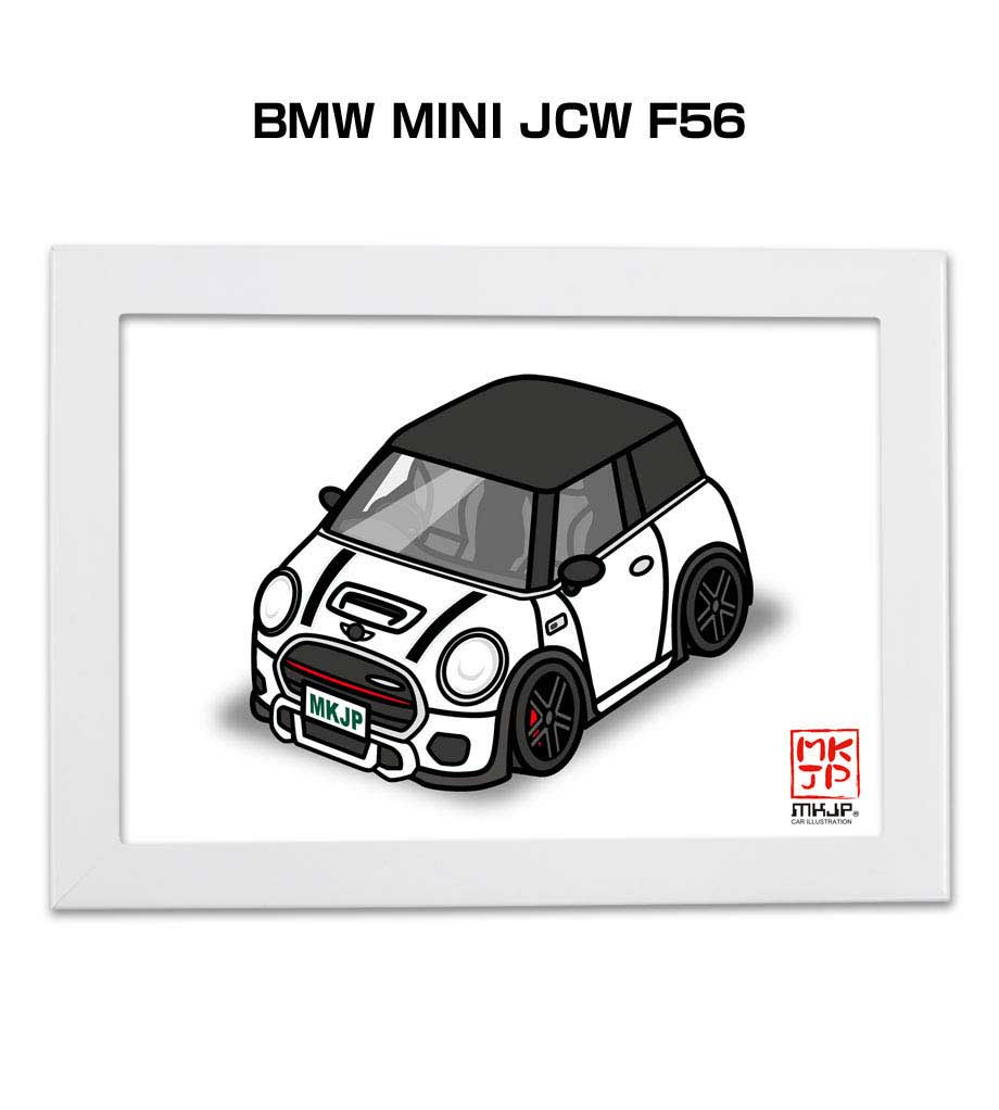 イラスト 車 オリジナル 記念 外車 Bmw Mini Jcw F56 商品 イラストa5 クリスマス 彼氏 送料無料 メンズ 納車 プレゼント 誕生日 男性 祝い フレーム付き