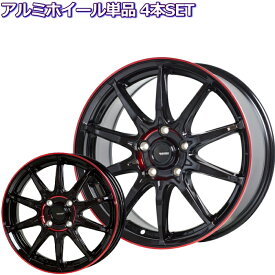 18インチ 5穴 114.3/100 7J/8J ジースピード P-05R ブラック+レッドクリア ホイール単品 4本セット