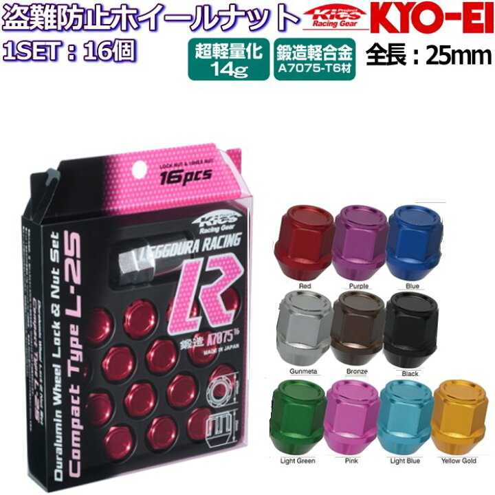 楽天市場】KYO-EI LEGGDURA RACING Compact Type 盗難防止ナット付属 