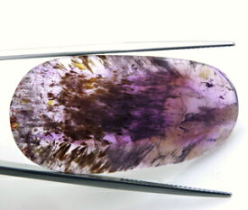 スーパーセブン 水晶 ルース 36.0ct 色のコントラストが魅力的 ブラジル 瑞浪鉱物展示館 5098