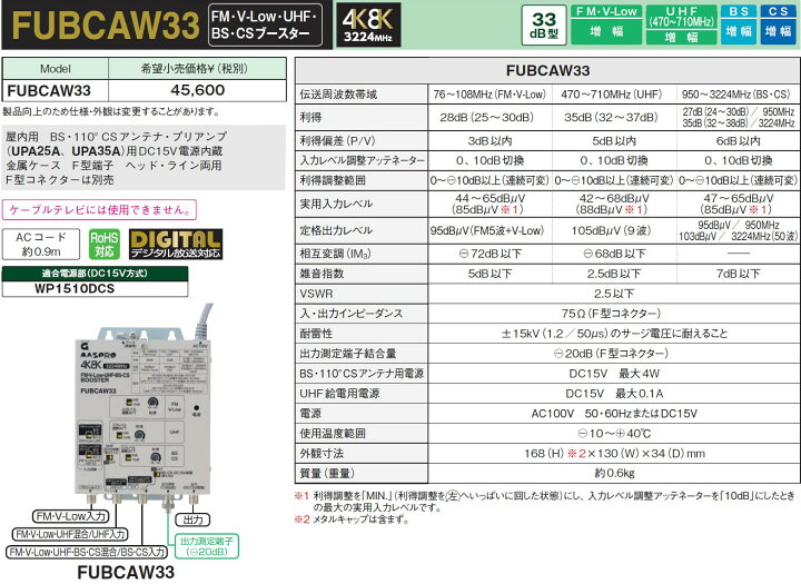 楽天市場】マスプロ 4K・8K衛星放送（3224MHz）対応 共同受信用 FM・V 