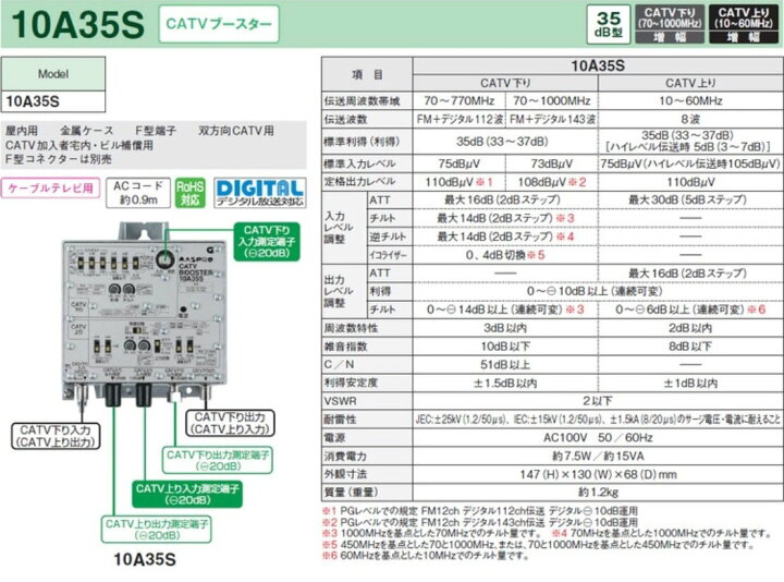 楽天市場】〔送料無料〕 マスプロ 双方向 CATV用 共同受信ブースター 