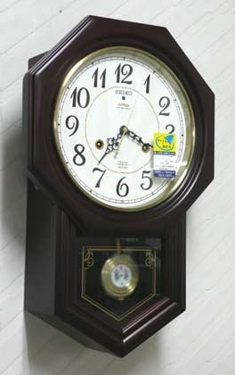 楽天市場】木枠の柱時計 セイコー チャイムで報知 振り子 電波時計
