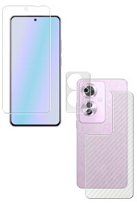 【3枚組(画面+背面+カメラ周辺部)】OPPO Reno11 A 用 抗菌 抗ウイルス 防指紋 クリア 液晶 保護 フィルム + カーボン調 背面 保護フィルム ★ オッポ リノ イレブン エー