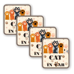 [4Zbg][ CAT IN CAR ]  TC V[ XebJ[ |f 95mm x 105mm 0.08mm lp LbgCJ[ Cat In Car XebJ[ J[TC Z[teBXebJ[ L lR ˂ Ă܂ J[