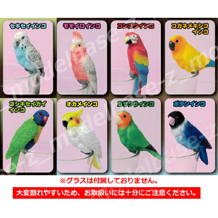楽天市場 グラスのフチに インコがちょっこり パート２ 全８種ビームガチャポン ガシャポン ガチャガチャ モデルベースｚ