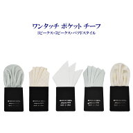チーフ ポケットチーフ ワンタッチチーフ 台紙付 スリーピークス パフド ファイブピークス 簡単 ポケット…