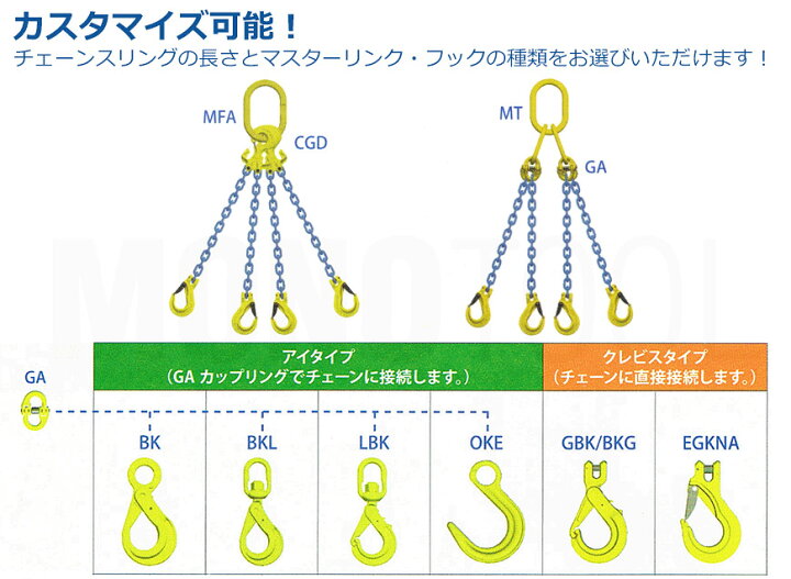 楽天市場】チェーンスリング 4本吊り 10mm マーテック オーダーメイド 