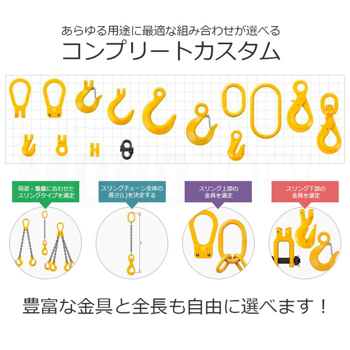 楽天市場】キトー チェーンスリング4本吊り 6mm 使用荷重：2.4t 長さと 