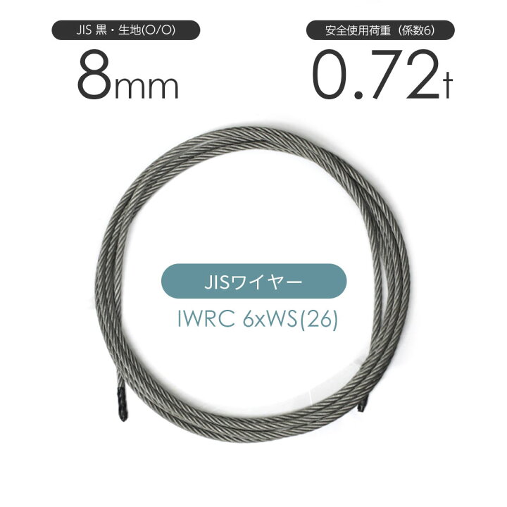 楽天市場】IWRC 6xWS(26) 黒・生地(O／O) 8mm カット販売 ワイヤー 