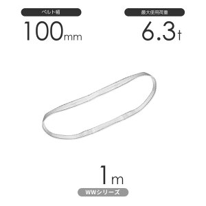 国産ナイロンスリング WWシリーズ(未染色) エンドレス形(N型)幅100mm×1m 使用荷重:6.3t 丸善織物