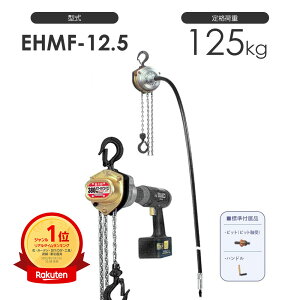 揚程&シャフト長さ変更可能 象印 パワーホイストマン EHMF-12.5 EHMF12.5 定格荷重125kg / 充電ドライバー式超小型ポータブルホイスト パワーシャフト 駆動方式 遠隔操作 巻き上げ 巻き下げ 電動