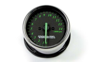 武川 ブラック&グリーンタコメーター(電気式) / 05-05-0092