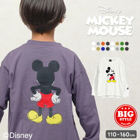 【送料無料】MICKEYMOUSE ミッキーマウス ロンT キッズ 子供服 男の子 女の子 オーバーサイズ 長袖Tシャツ コットン 綿100％ キャラクター Disney ディズニー ビッグシルエット BIG ビック 秋物 秋服 ジュニア 110cm 120cm 130cm 140cm 150cm 160cm「M45-00」