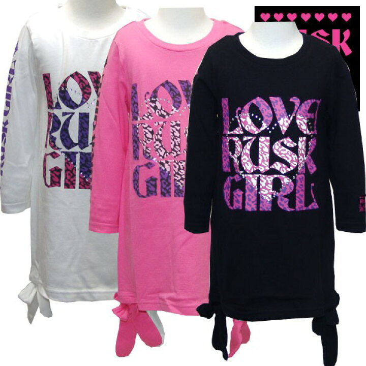 楽天市場 399円均一 キッズ 子供服 ワンピース 長袖 ラインストーン ロゴ 女の子 ガールズ アメカジ 100cm 110cm 1cm Rusk ラスクガール 3211 54 Next Wall Kids Store