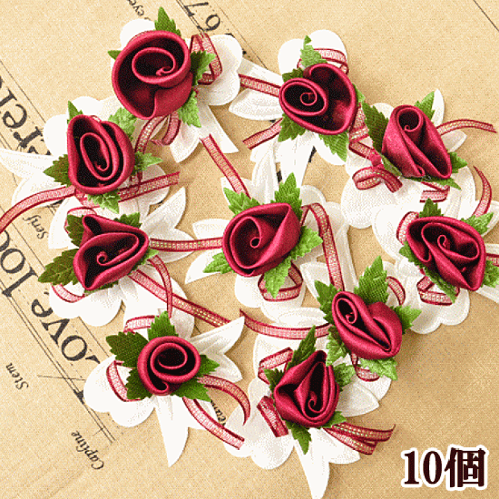 楽天市場】（完売しました） 大きめ 深紅 薔薇 と リボン モチーフ 10