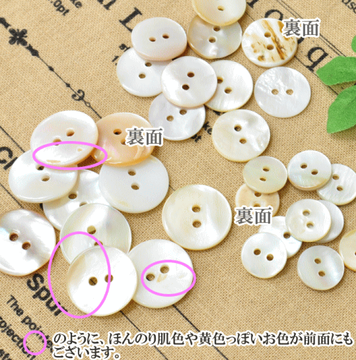 楽天市場】【卸売り】 ナチュラル 貝 ボタン 白 18mm 厚み２mm 100個