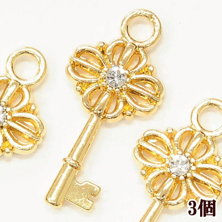 楽天市場】キーチャーム 約28mm ×13mm 3個 □ ゴールド カン付き