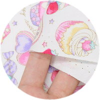 つや消しラミネート生地スイーツリボン全2色《ハンドメイド手芸手作りスイーツ入学入園生地布綿100%スイーツカップケーキキャンディーいちご女の子スウィーツ》