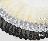 【全品P2倍】ギャザー入り薔薇のチュールレース90mm幅約9m《9cmバラばら花白チュールギャザーフリルレース手芸用レースハンドメイド手芸手作り》