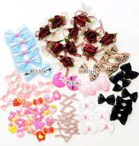 リボンデコパーツアソートセット10種70個以上《子供福袋アクセサリーパーツヘアーアクセサリーパーツヘアーゴムヘアゴムピンカチューシャモチーフ》