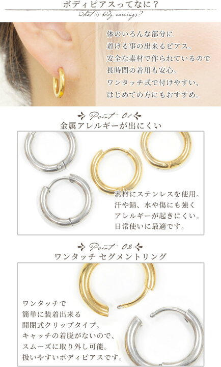 楽天市場】【最大500円OFFクーポン】ボディピアス 18G ワンタッチ 