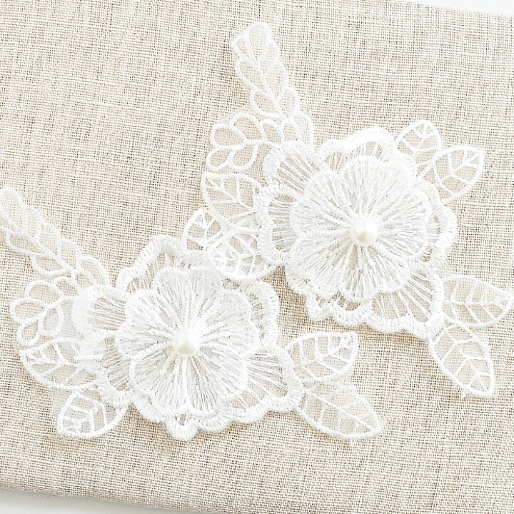 楽天市場】パール付き レース モチーフ フラワー 約82×123mm 2枚セット  