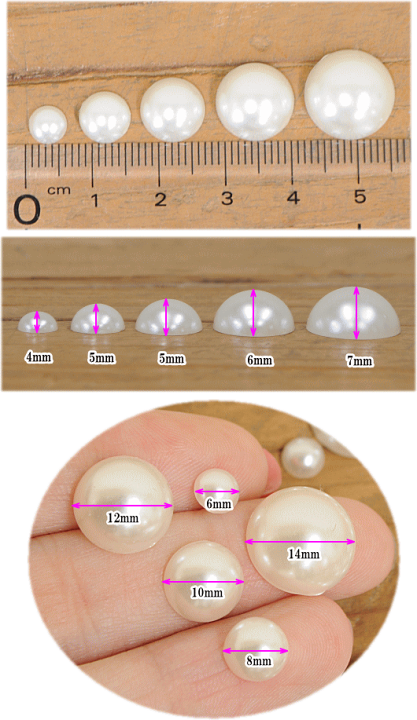 楽天市場】半円パール 全5サイズ 6mm～14mm 約36個～277個入り □ 半円 