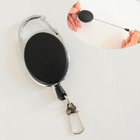 フック付きリールキー約55×34mmワンタッチ《キーホルダーカラビナ伸びるパーツメタルパーツワンタッチフッククリップキーリングカード定期手芸手作りハンドメイド》