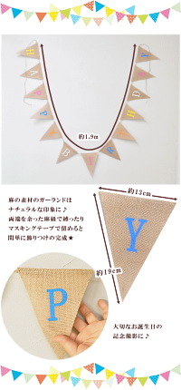 楽天市場 麻のガーランド Happy Birthday ゆうパケット送料無料 ハッピーバースデー 誕生日 飾り付け Sns 記念撮影 ホームパーティ 手作り工房 ｍｙ ｍａｍａ