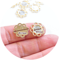 小さなお花のレジン台ゴールド15mm10個入り《UVレジン型アクセサリーパーツ手芸》