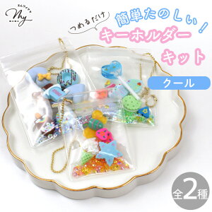 MYデコ つめつめ キーホルダー キット 3個 全2種 ■ メイキングトイ 知育 玩具 子供 女の子 ガーリー クール クリア ポーチ デコ パーツ ビジュー シャカシャカ ビーズ おもちゃ プレゼント ワ