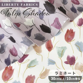 リバティプリント 別注 国産 つや消し ラミネート 90％に縮小 チューリップ シャドー ■ LIBERTY FABRICS リバティ・ファブリックス 生地 布 ビニコ ビニールコーティング 花柄 フラワー 水彩 おしゃれ 布 MYmama ハンドメイド 手芸 手作り ■