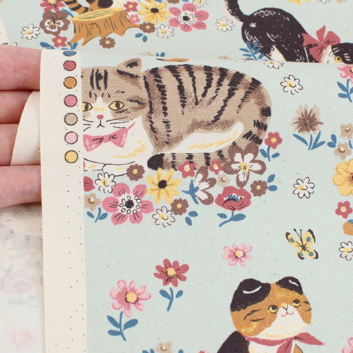 楽天市場】オックス 生地 花 と 猫 □ KOKKA コッカ Powerful animal  